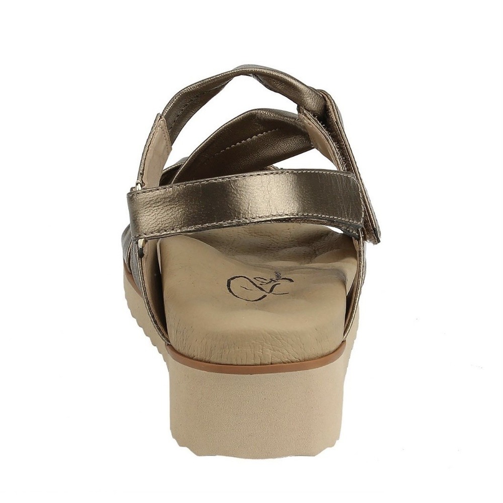 Ros Hommerson Hillary Women's Sandal Bronze Leather Adj Comfort Low Wedge 9W - Picture 5 of 6